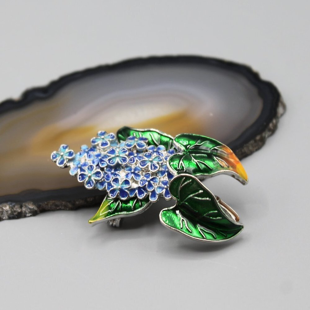 Lilac pin brooch jewelry blue flower brand new fashion silver tone elegant